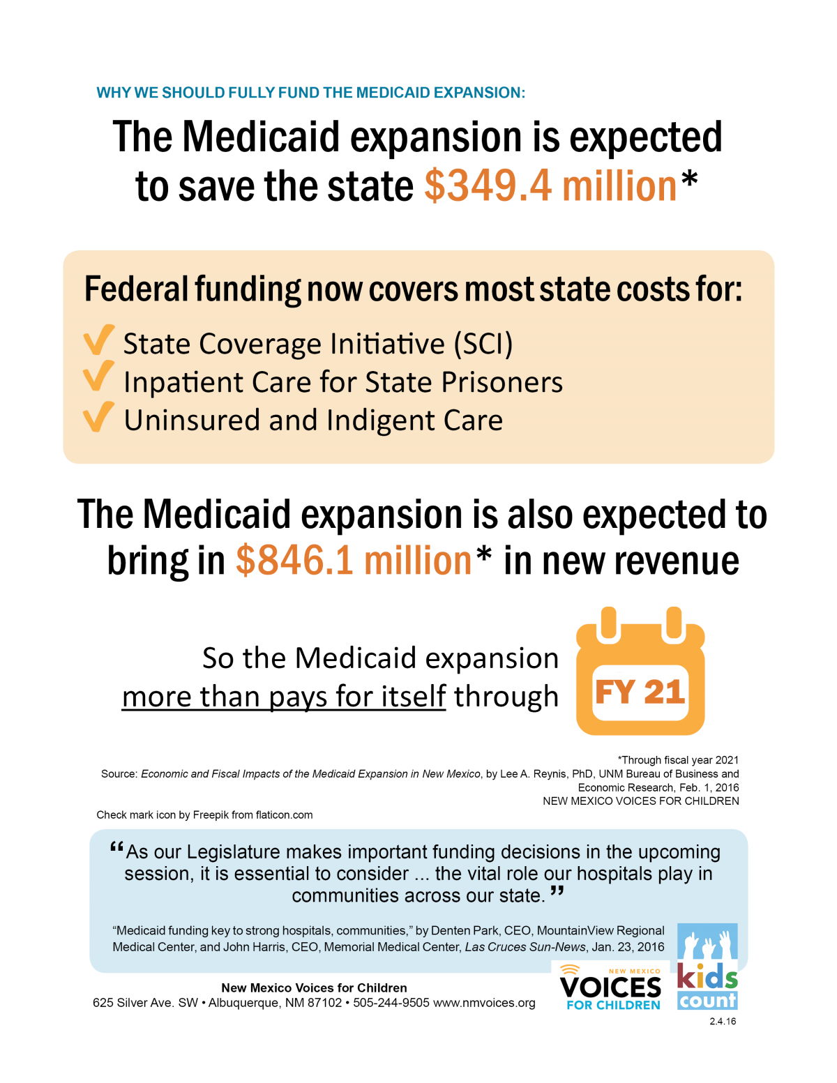 Reasons to fully fund the Medicaid expansion 2 New Mexico Voices for